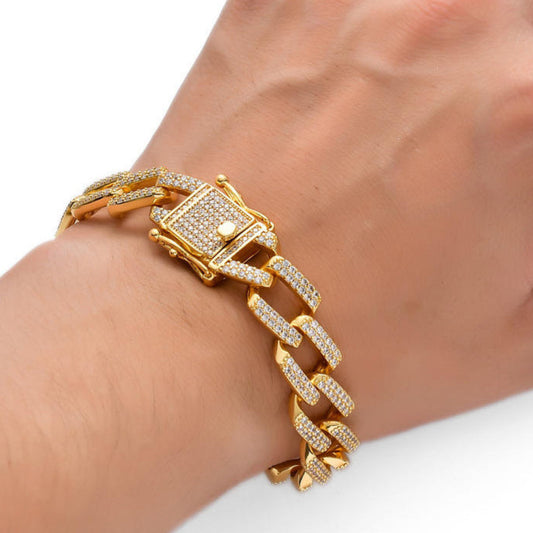 10MM Iced Out Moissanite Cuban Link Chain Bracelet Bling Men - Women Bracelet