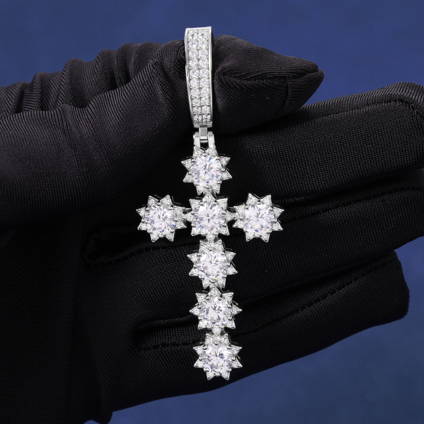 Iced Out Round Moissanite Diamond Hip Hip Cross Pendant For Men & Women Rapper Charm Jewelry