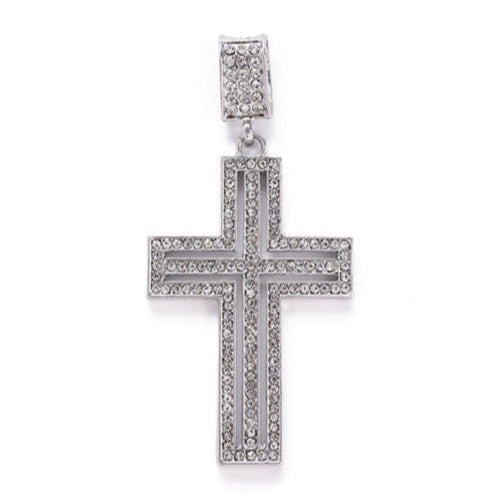 Round Cut Brilliant Moissanite Pendant, Holy Cross Charm 925 Sterling Silver Pendant