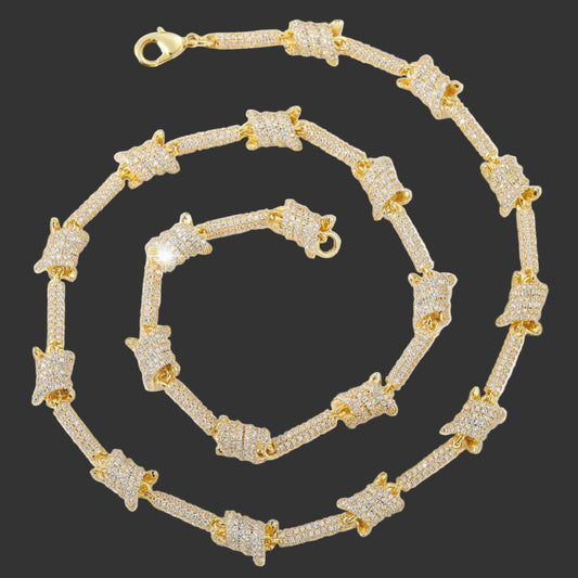 Iced Out Moissanite Barbed Wire Chains Necklace For Men's, Moissanite Rapper Hip Hop Jewelry