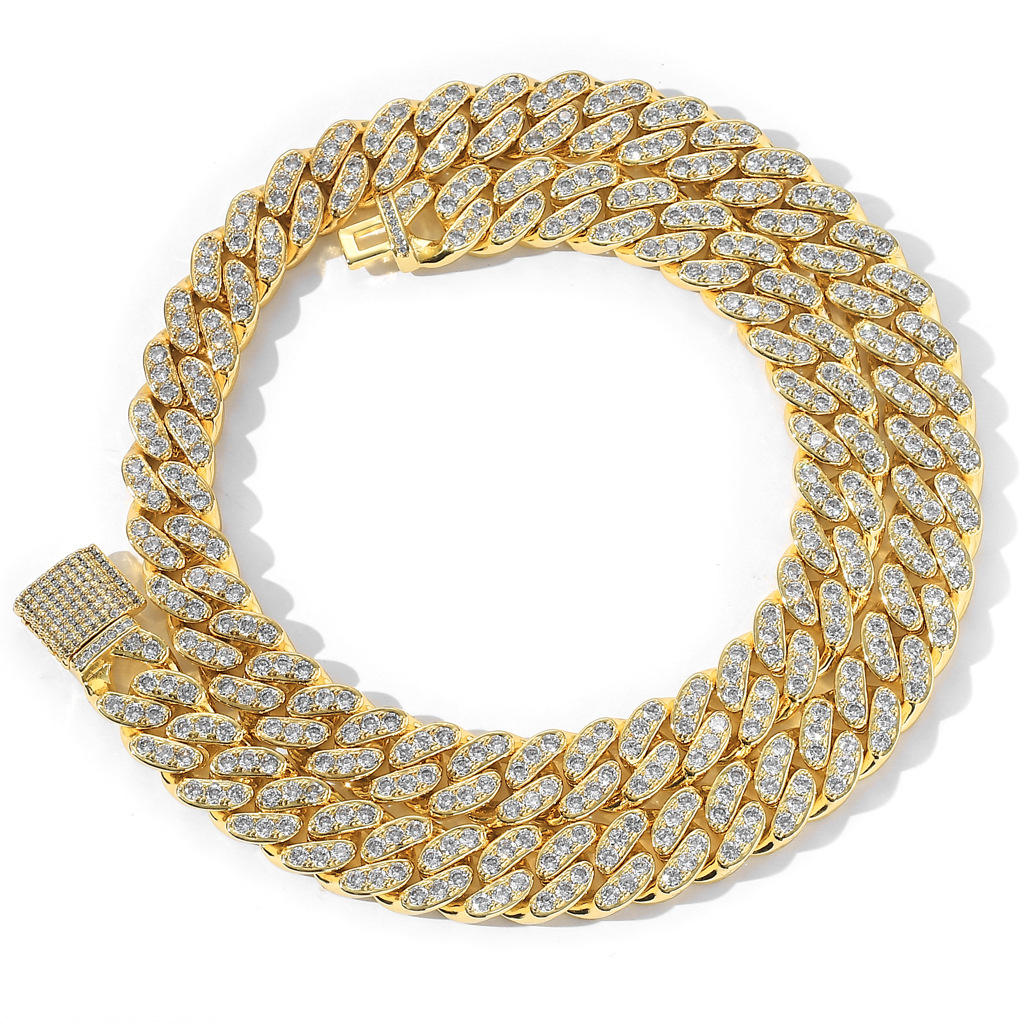 Iced Out Moissanite Cuban Link Chains Necklace, Rapper Hip Hop Moissanite Jewelry
