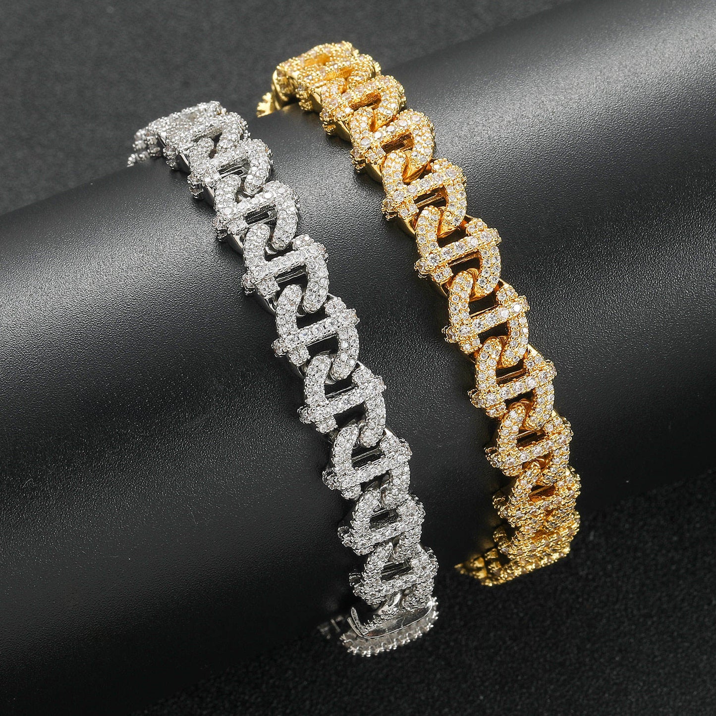 12 MM 925 Silver VVS Moissanite Hip Hop Miami Cuban Link Bracelet For Men, Iced Out Bracelet