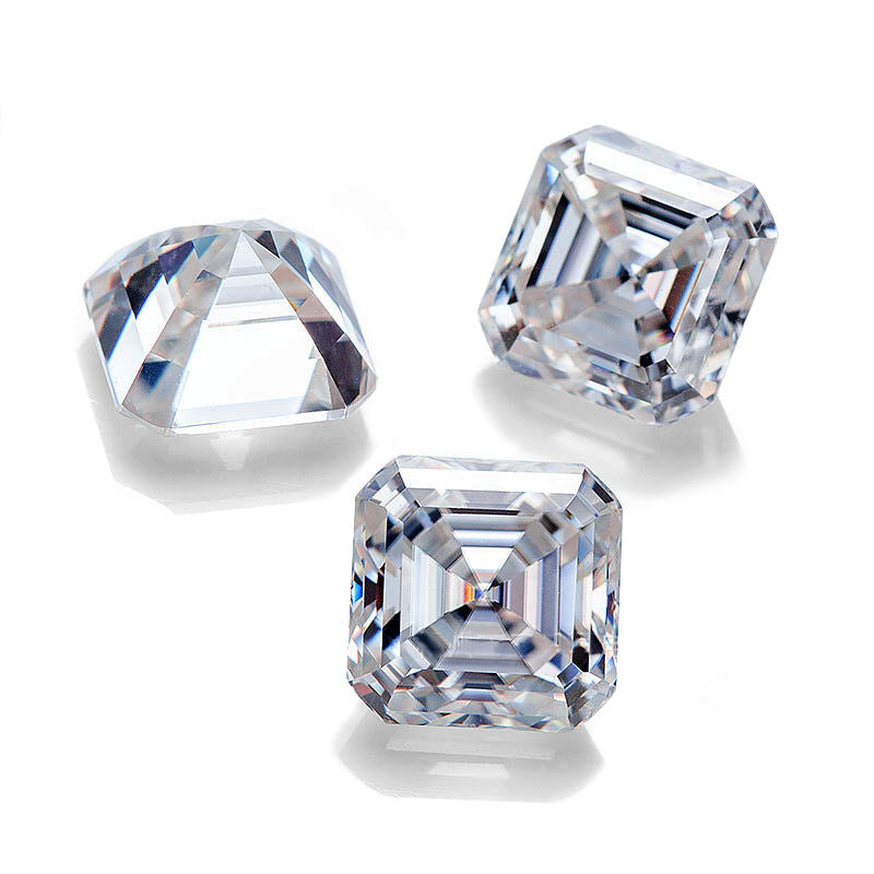 Asscher Cut Colorless Loose Moissanite For Custom Engagement Ring, Earring And Pendant