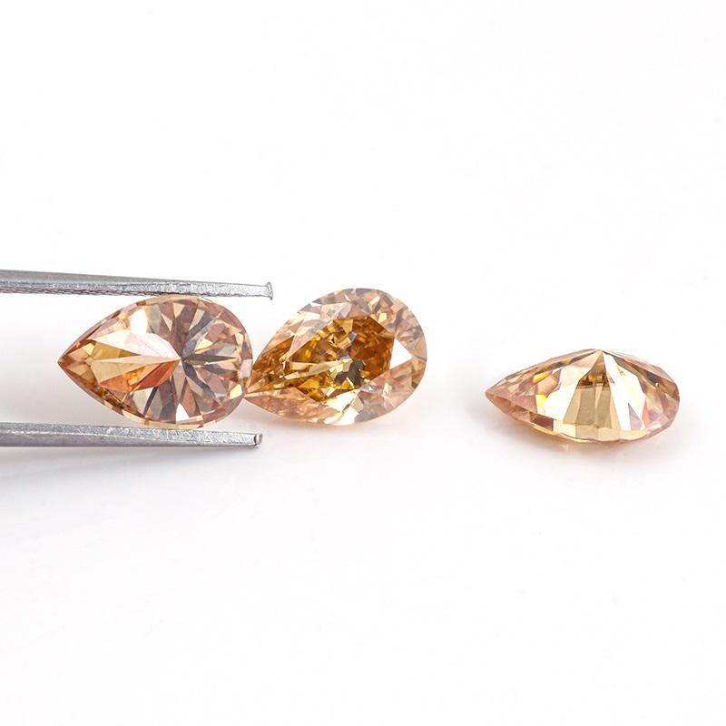 Pear Cut Champagne Color Loose Moissanite Diamond, All Custom Size Is Available