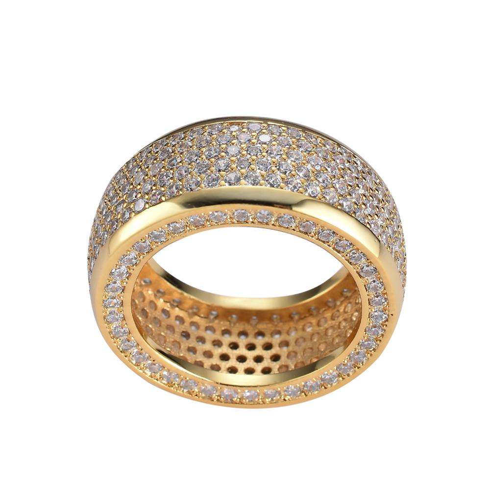 Round Moissanite Pave Set 5 Row Wide Wedding Band For Men, Fully Iced Out Hip Hop Rings