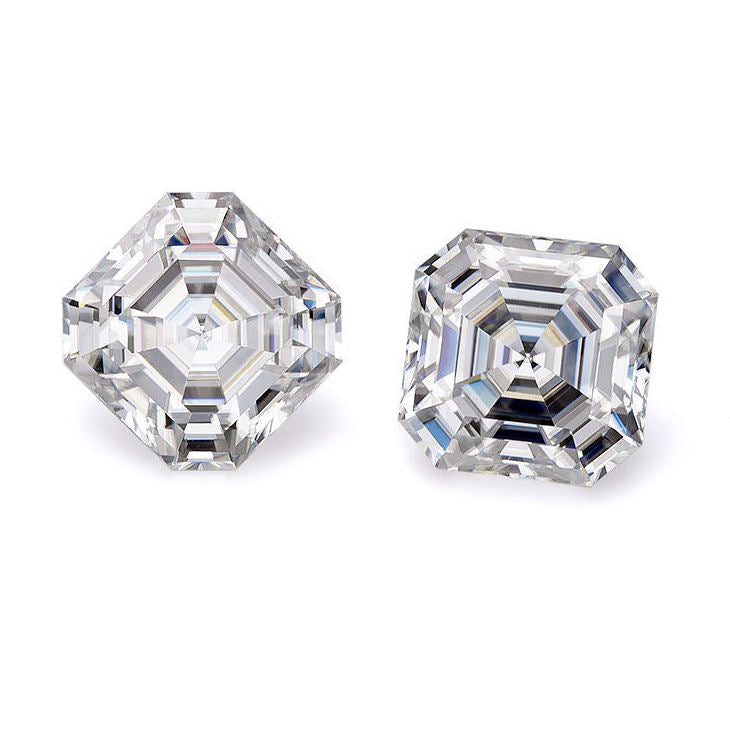 Asscher Cut Colorless Loose Moissanite For Custom Engagement Ring, Earring And Pendant