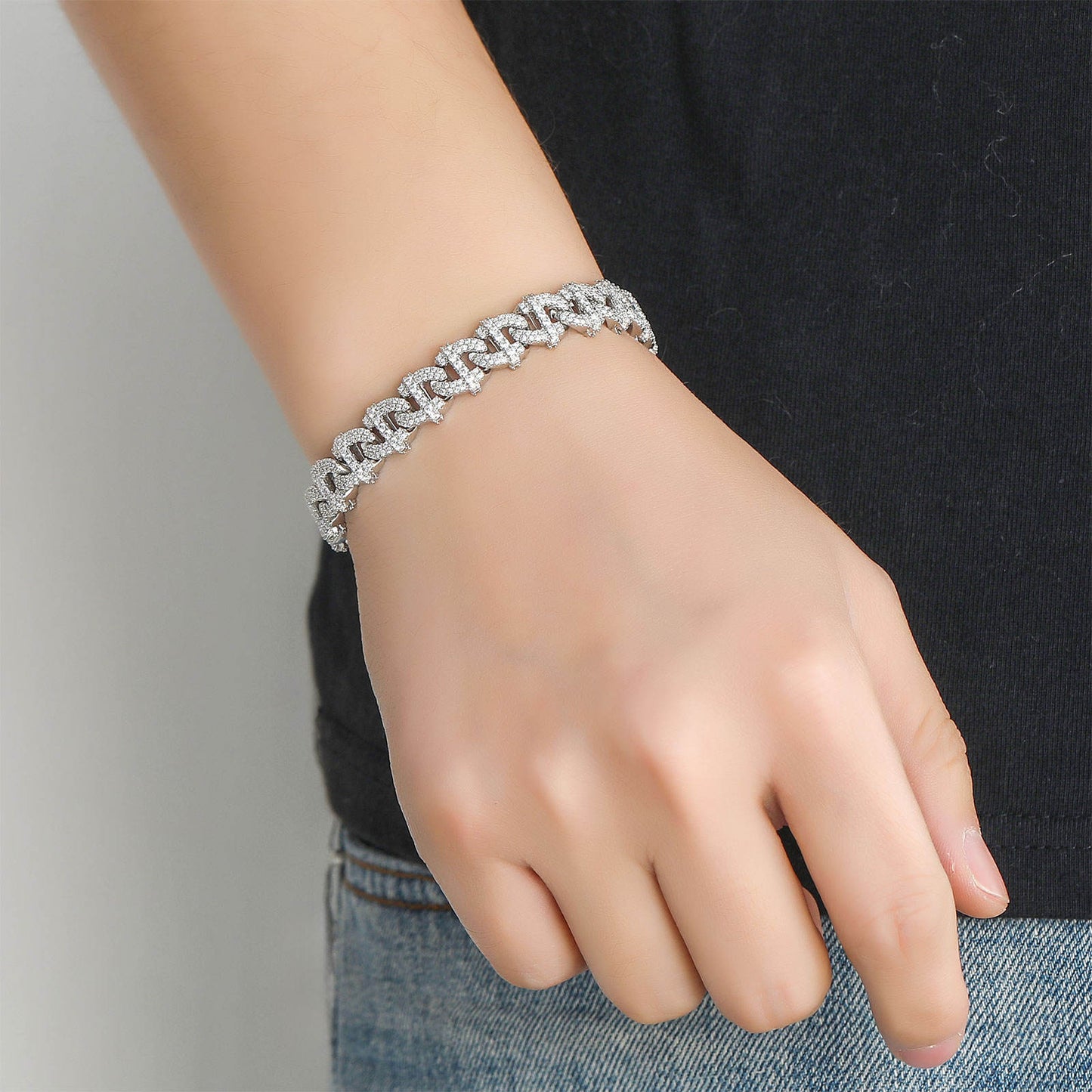 12 MM 925 Silver VVS Moissanite Hip Hop Miami Cuban Link Bracelet For Men, Iced Out Bracelet