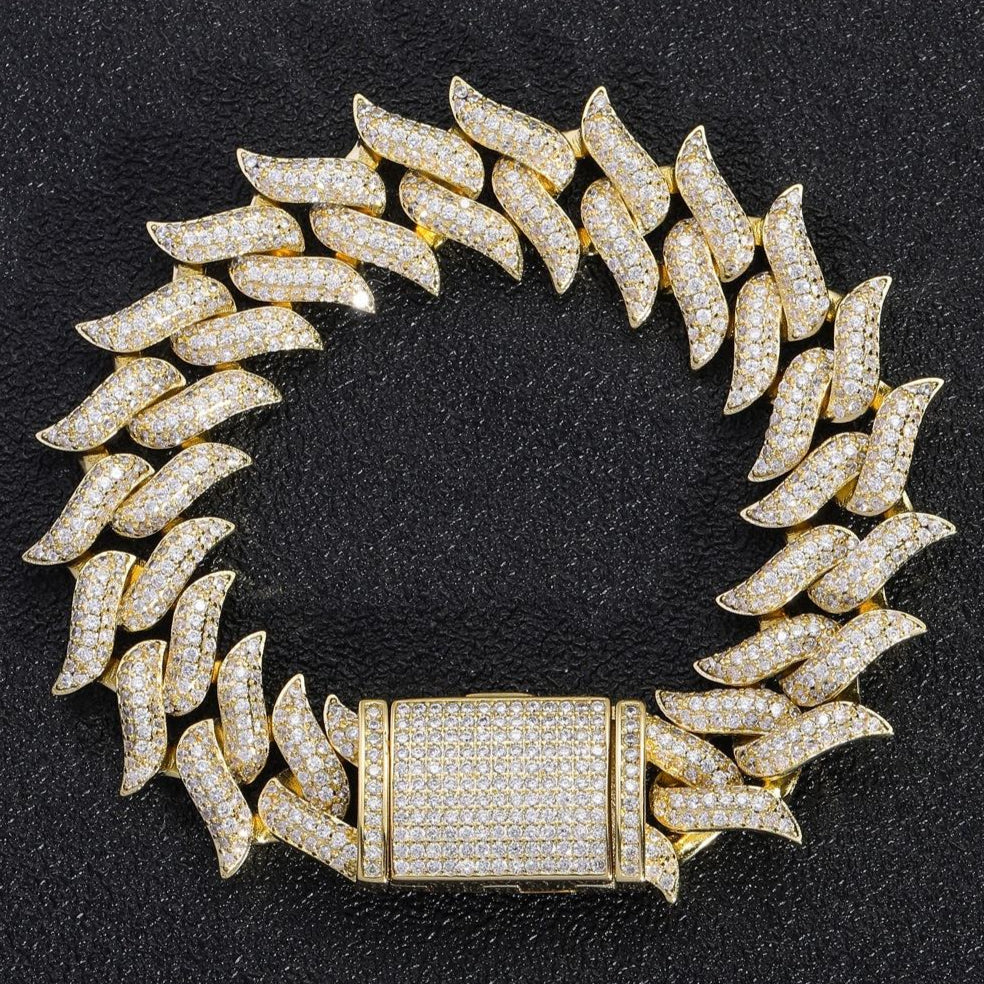 14MM Brilliant Cut Moissanite Thorn Cuban Link Bracelets Iced Out Miami Cuban Chain Bracelet for Men Hip Hop Jewelry