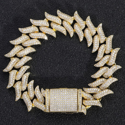 14MM Brilliant Cut Moissanite Thorn Cuban Link Bracelets Iced Out  Miami Cuban Chain Bracelet for Men Hip Hop Jewelry