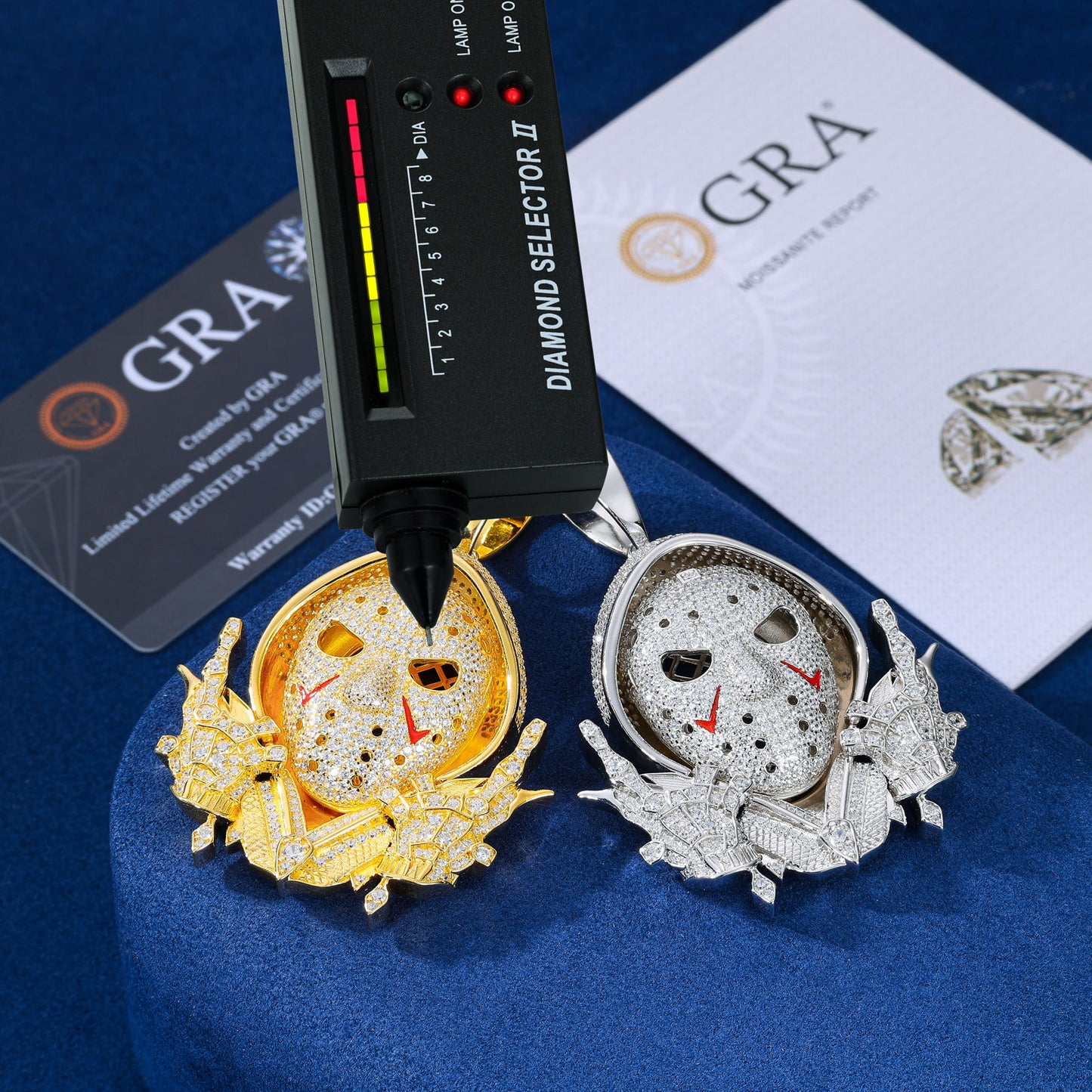 925 Sterling Silver Hip Hop Round Moissanite Micro Paved Specifically Horror-Themed Iced Out Face Pendant Rap Jewelry For Men