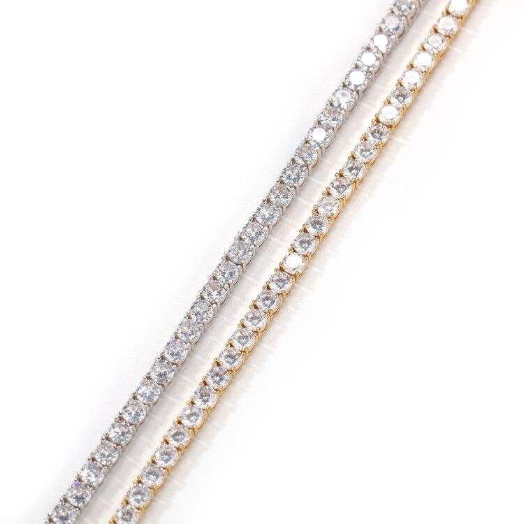 Round Brilliant Cut Real VVS Moissanite Diamond 4 MM Unisex Tennis Chain 952 Silver