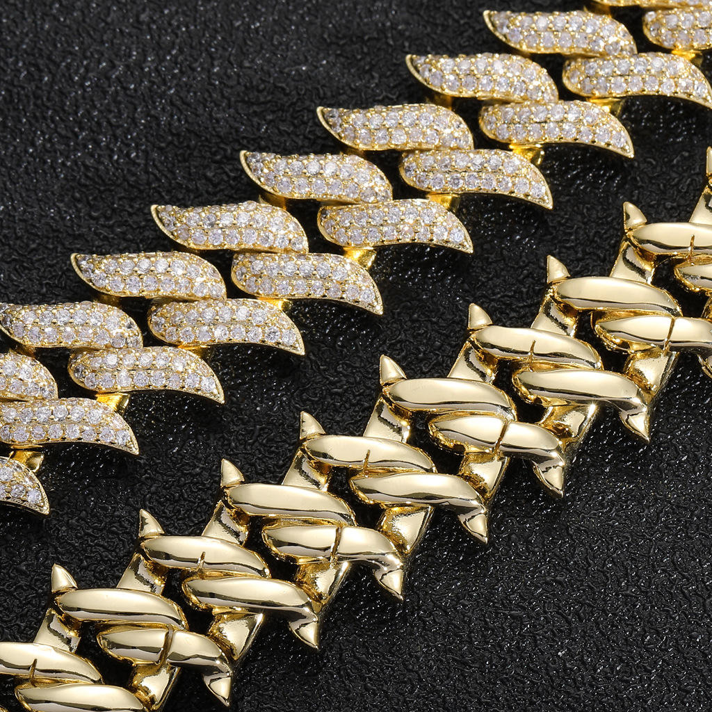 14MM Brilliant Cut Moissanite Thorn Cuban Link Bracelets Iced Out Miami Cuban Chain Bracelet for Men Hip Hop Jewelry