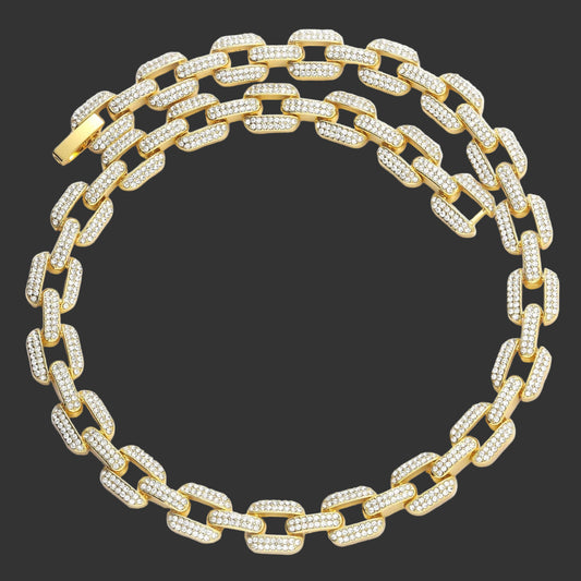 New Design Iced Out Moissanite Diamond 12mm Hip Hop Cuban Link Chain Necklace, Rapper Chains, Hip Hop Jewelry