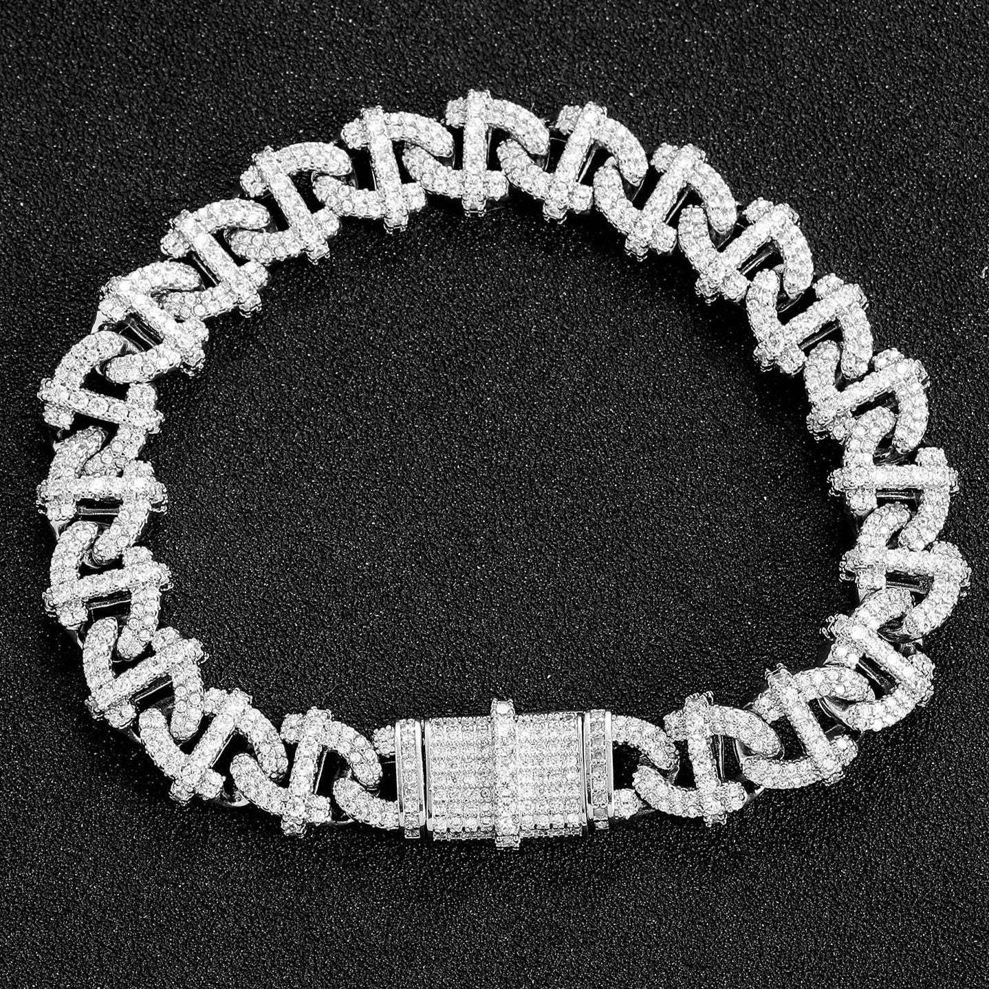 12 MM 925 Silver VVS Moissanite Hip Hop Miami Cuban Link Bracelet For Men, Iced Out Bracelet