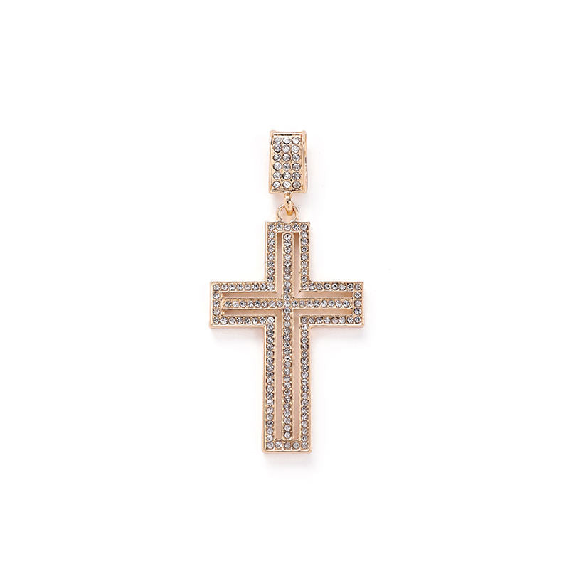 Round Cut Brilliant Moissanite Pendant, Holy Cross Charm 925 Sterling Silver Pendant
