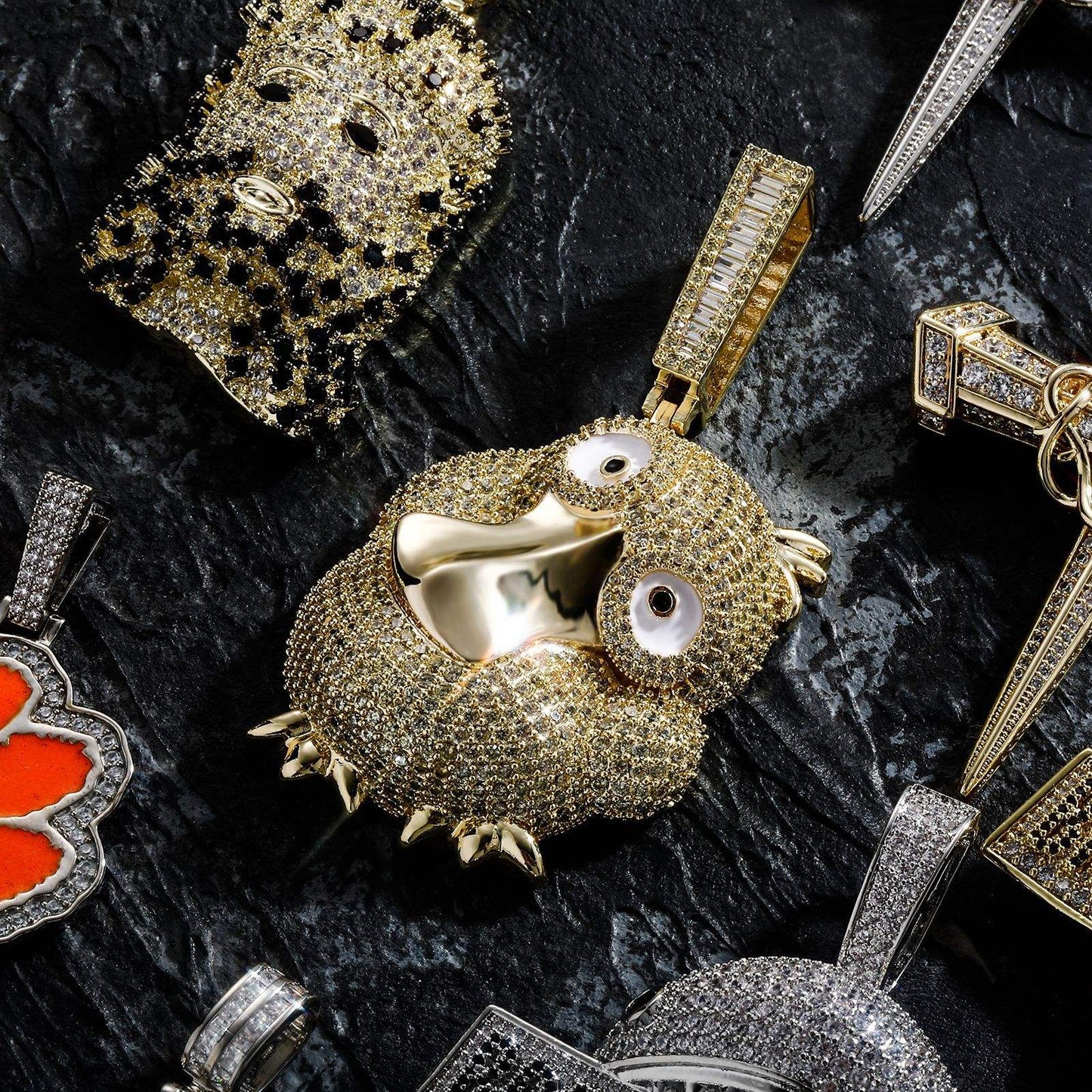 Moissanite Owl Bird Pendant In Hip Hop Jewelry, Iced Out Bling Pendant Necklace For Men and Women