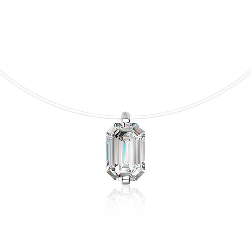 Emerald Cut Moissanite Pendant, 925 Sterling Silver Stunning Pendant Anniversary Gift, Only Pendant