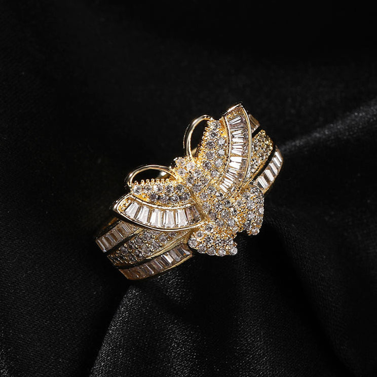 VVS Moissanite Butterfly Design Hip Hop Engagement Rings For Women, Iced Out Rings