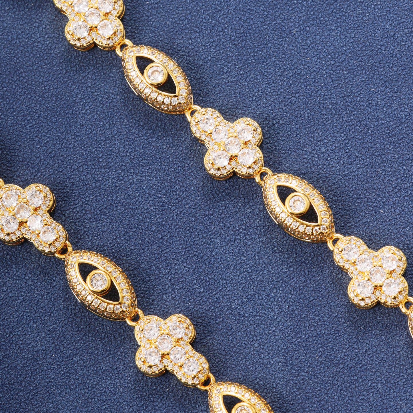 Evil Eye Hip Hop Moissanite Cross Cuban Chains Necklace, Rapper Iced Out Jewelry for Men