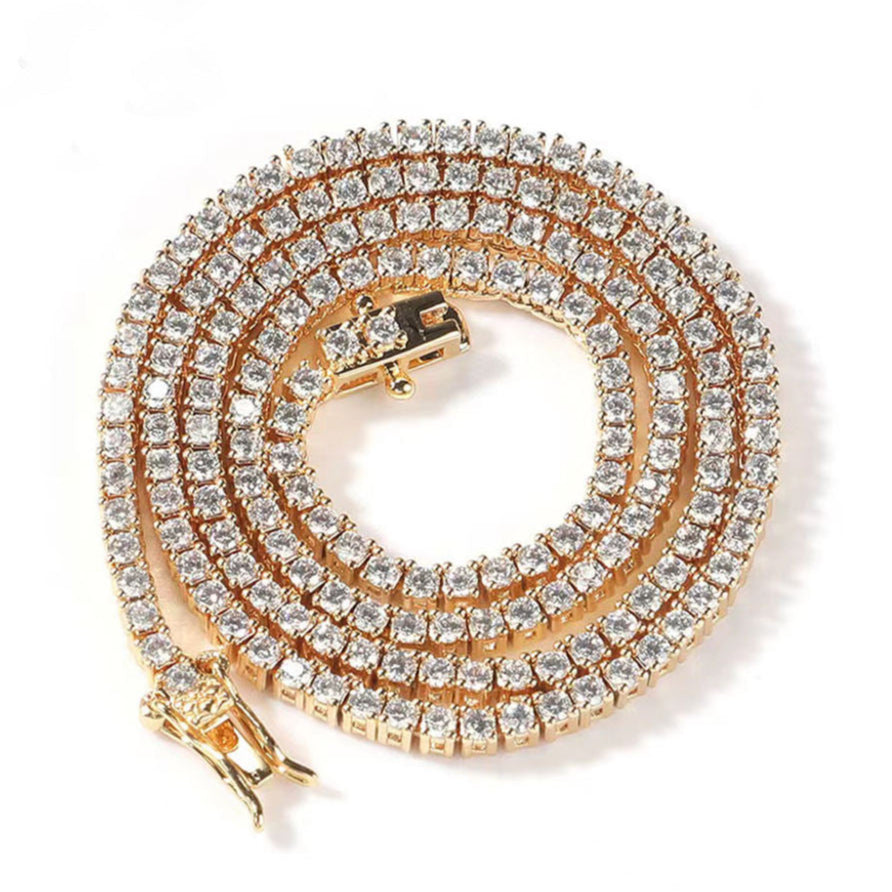 Round Brilliant Cut Real VVS Moissanite Diamond 4 MM Unisex Tennis Chain 952 Silver
