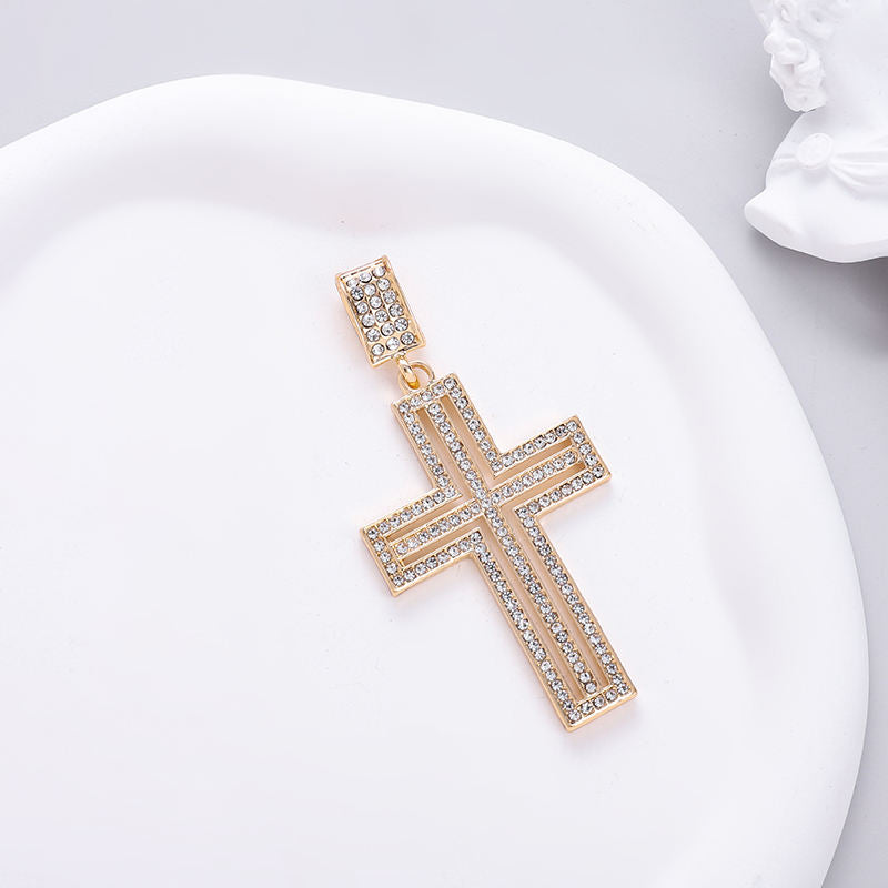 Round Cut Brilliant Moissanite Pendant, Holy Cross Charm 925 Sterling Silver Pendant