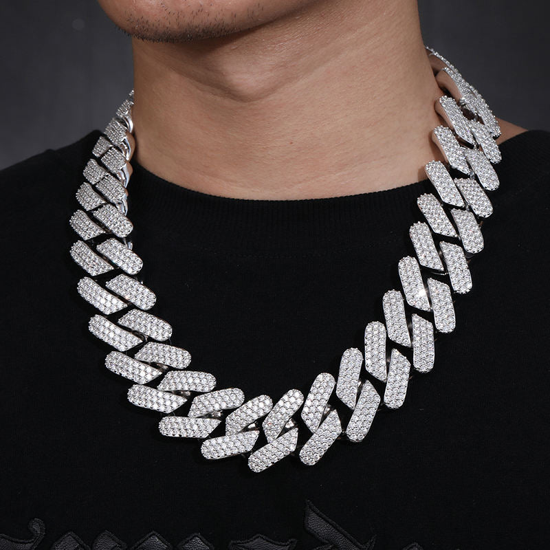 Luxury Hip Hop Jewelry 30 mm 14K Gold Plated Moissanite Iced Out Cuban Link Chain For Men