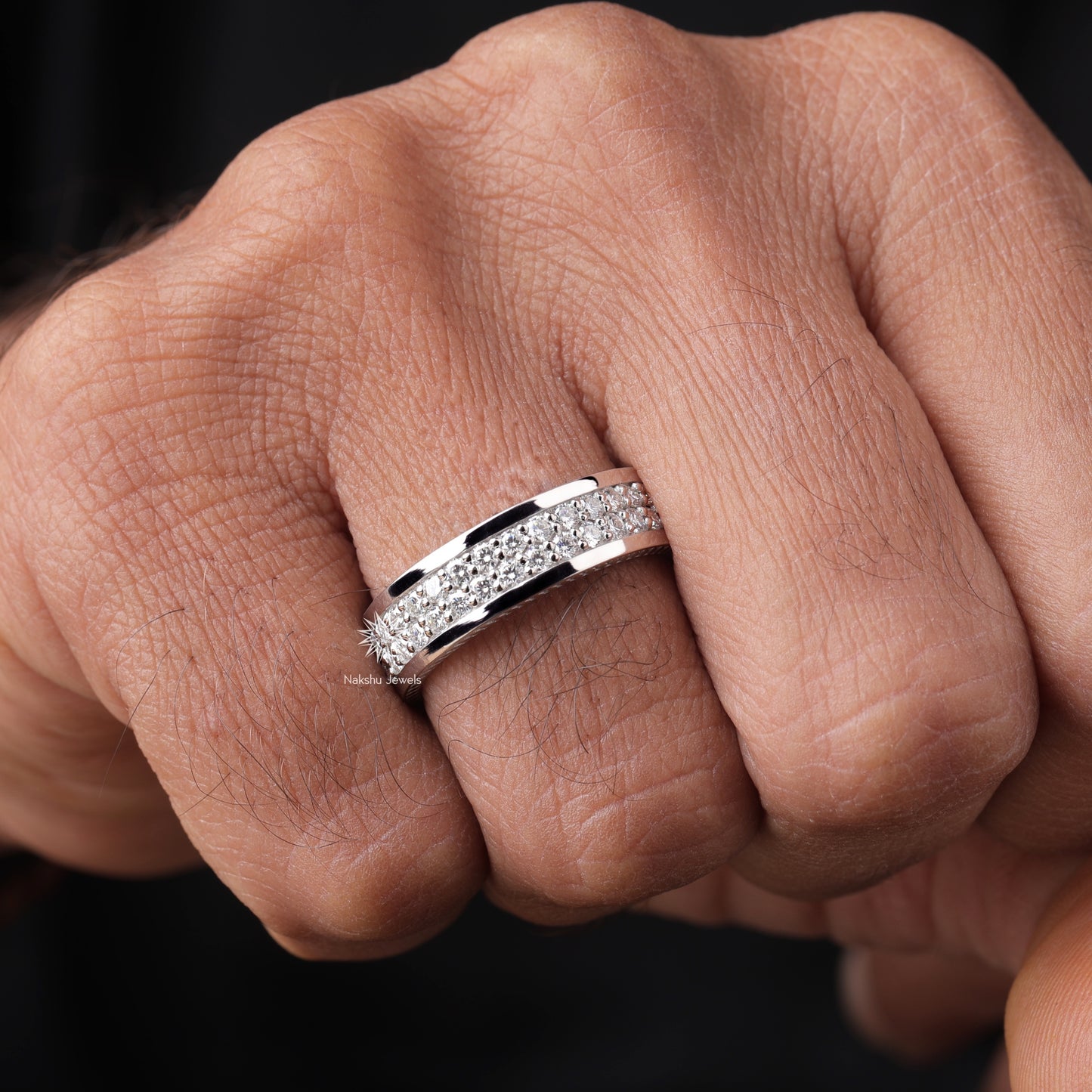 Men's Moissanite Diamond Wedding Ring, Gold Ring For Men, Full Eternity Stacking Band Ring, Moissanite Wedding Band For Men