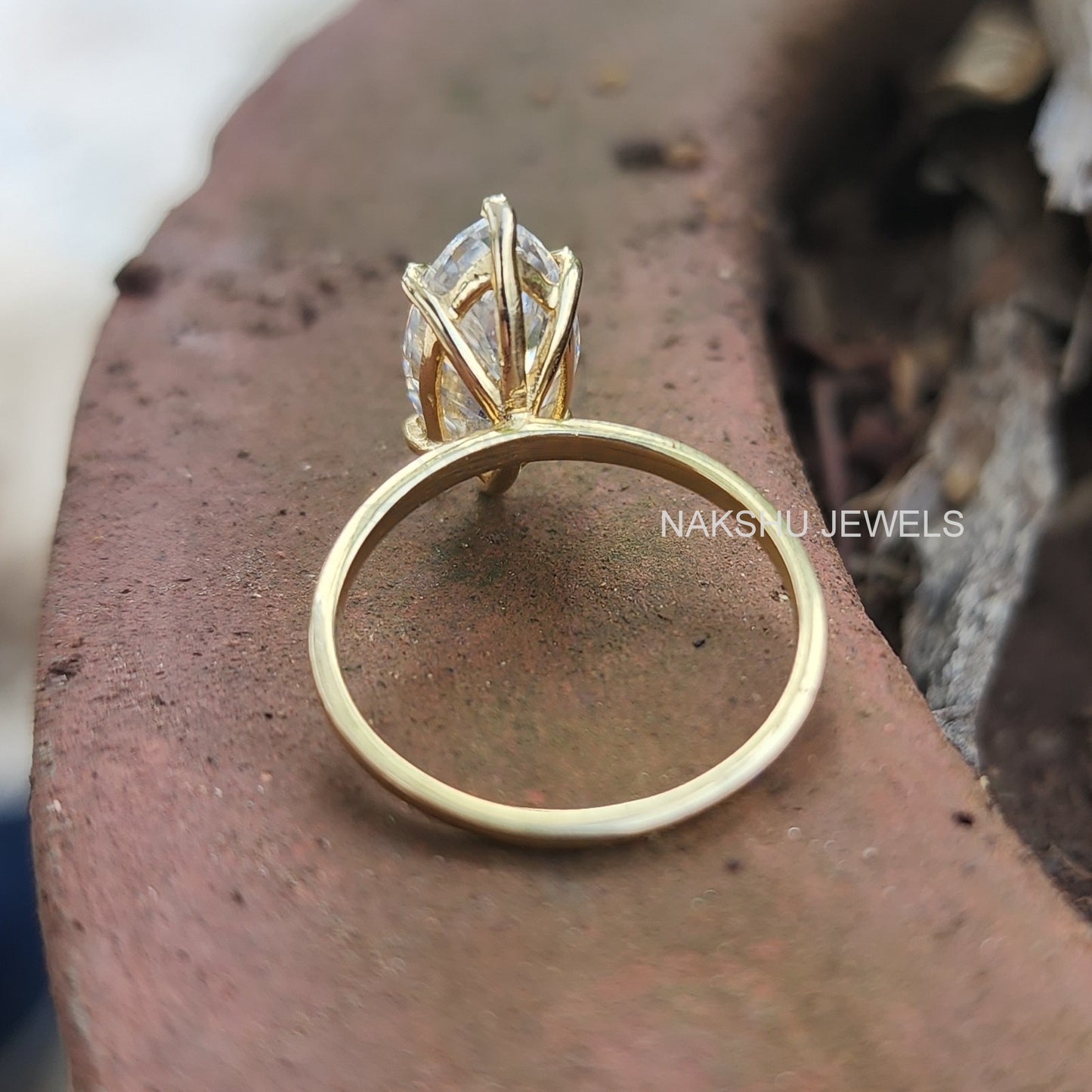 Solitaire Marquise Cut Moissanite Engagement Ring