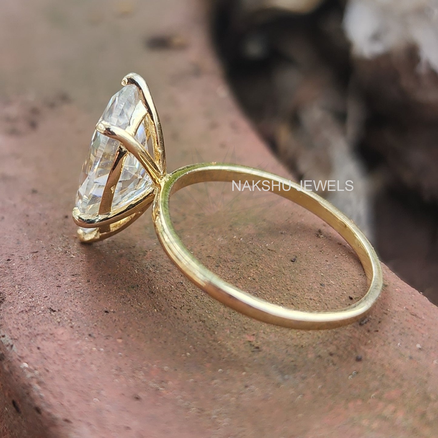 Solitaire Marquise Cut Moissanite Engagement Ring