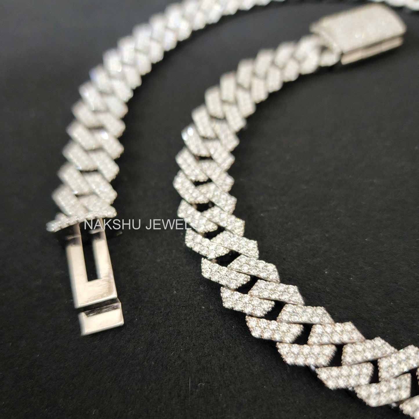 12 mm Moissanite Monaco Cuban Link Chain
