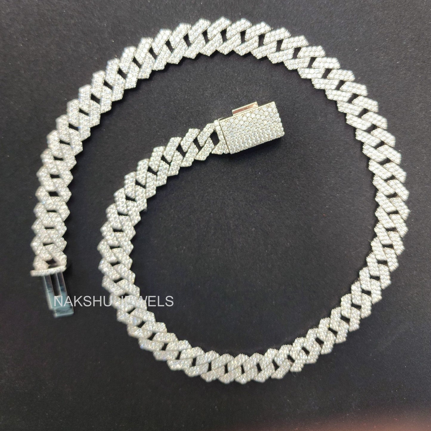 12 mm Moissanite Monaco Cuban Link Chain