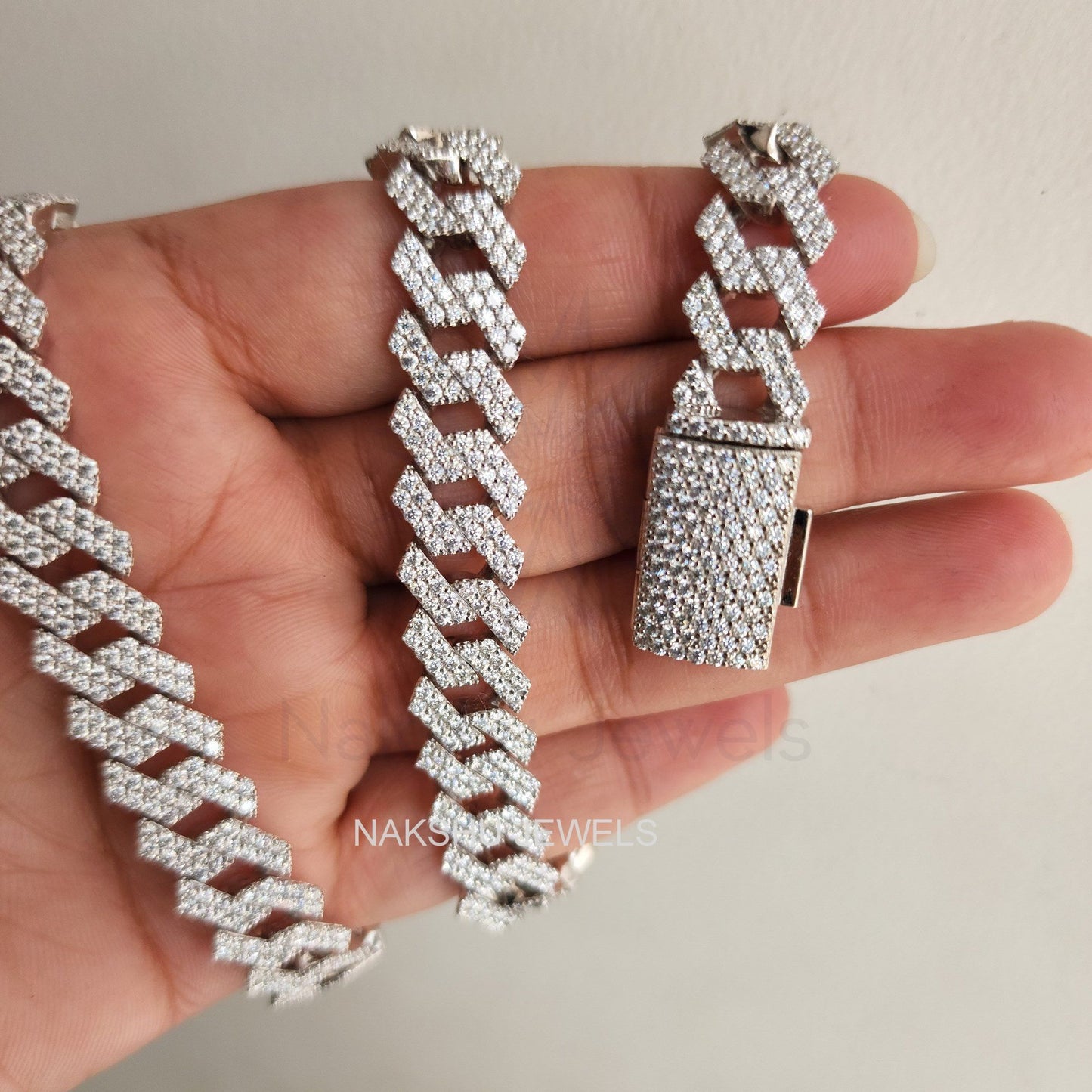 12 mm Moissanite Monaco Cuban Link Chain