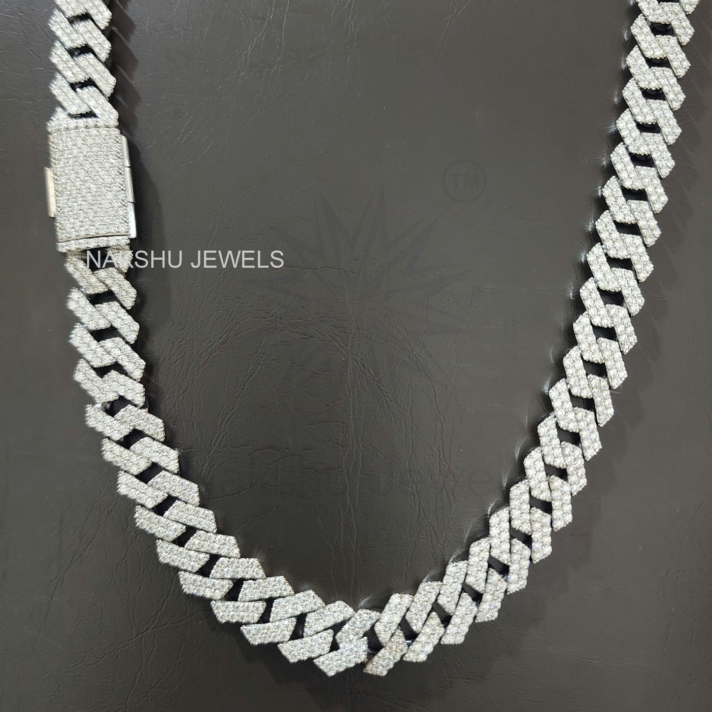 12 mm Moissanite Monaco Cuban Link Chain