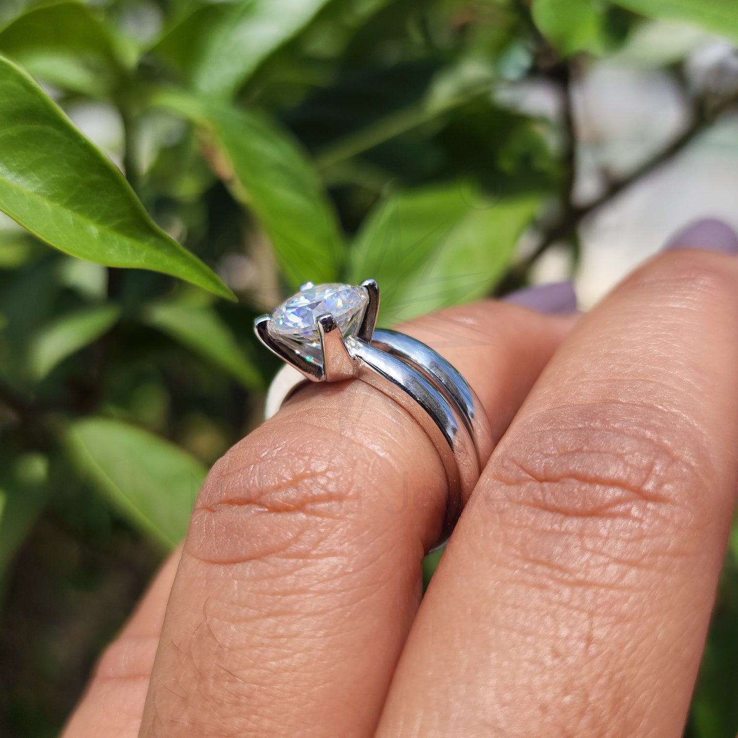 Round Cut Solitaire Moissanite Bridal Set