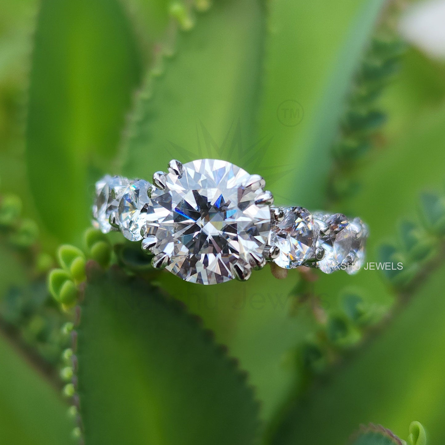 Brilliant Cut Moissanite Full Eternity Wedding Pave Engagement Ring