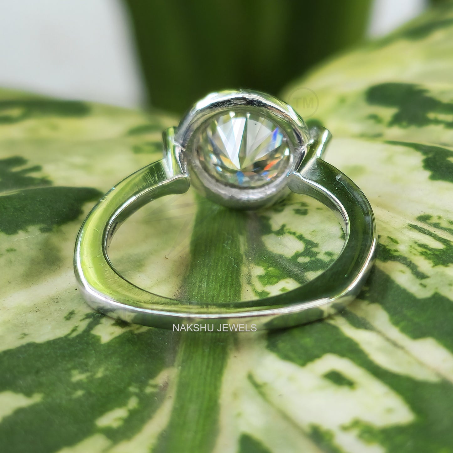 Round Cut Solitaire Bezel Set Moissanite Engagement Ring