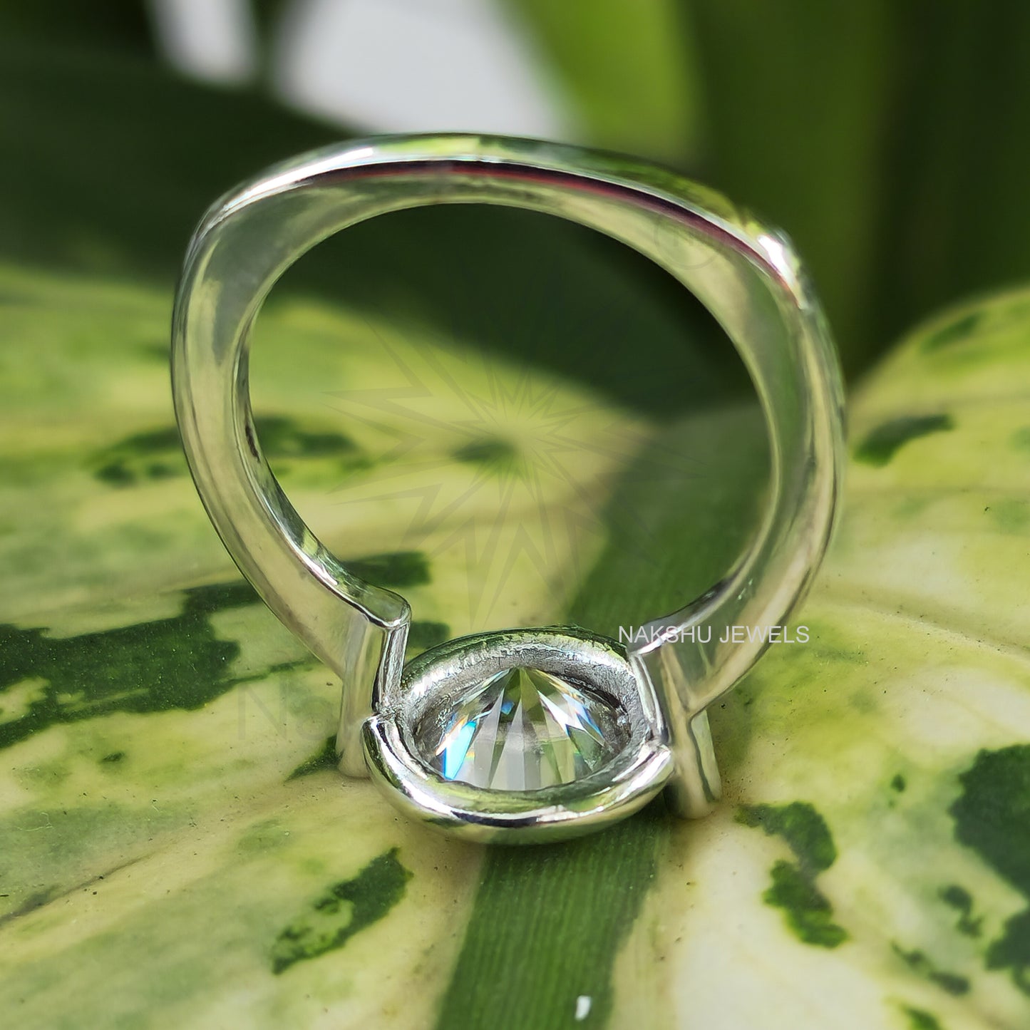 Round Cut Solitaire Bezel Set Moissanite Engagement Ring