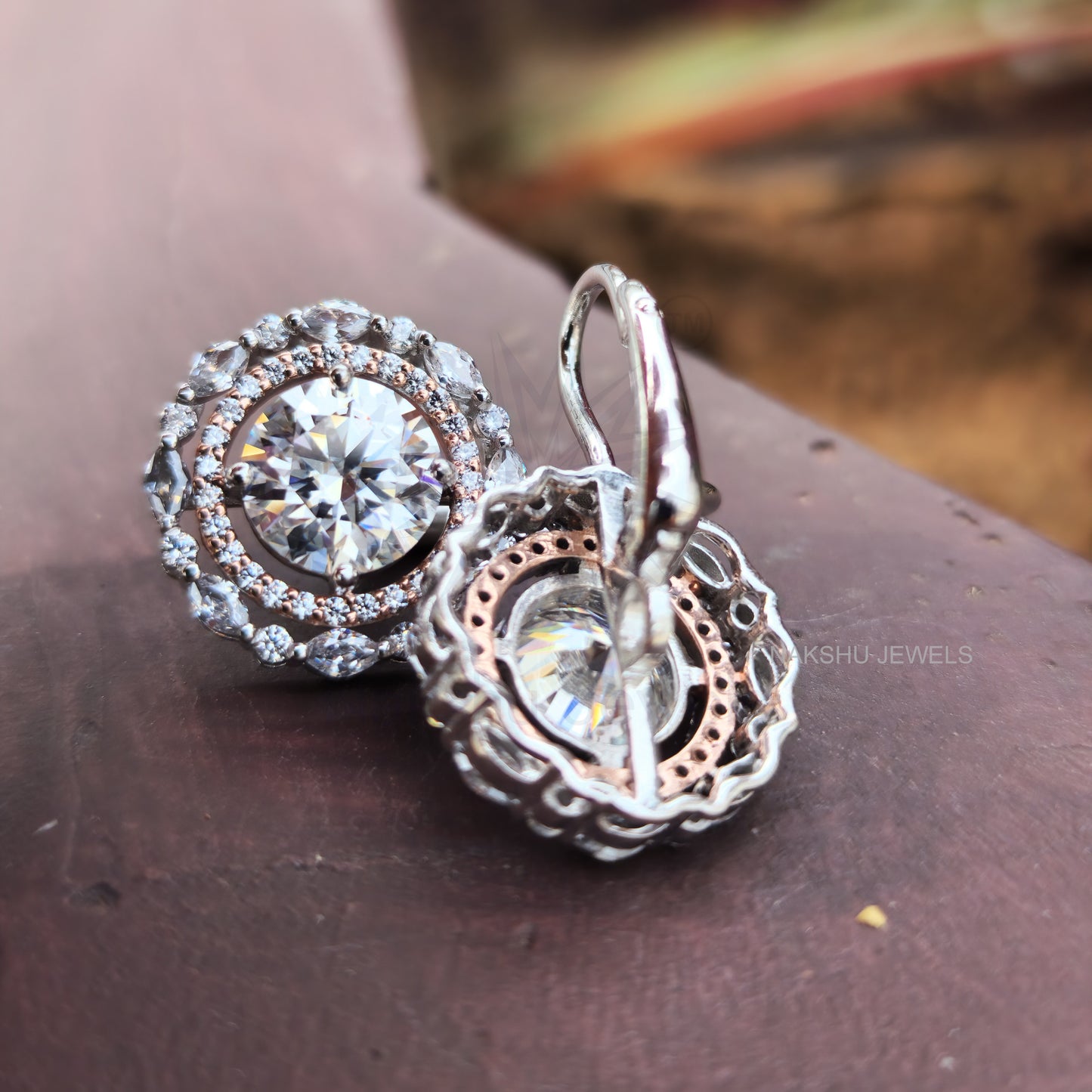 Round Cut Moissanite Double Halo Dangle Drop Earrings