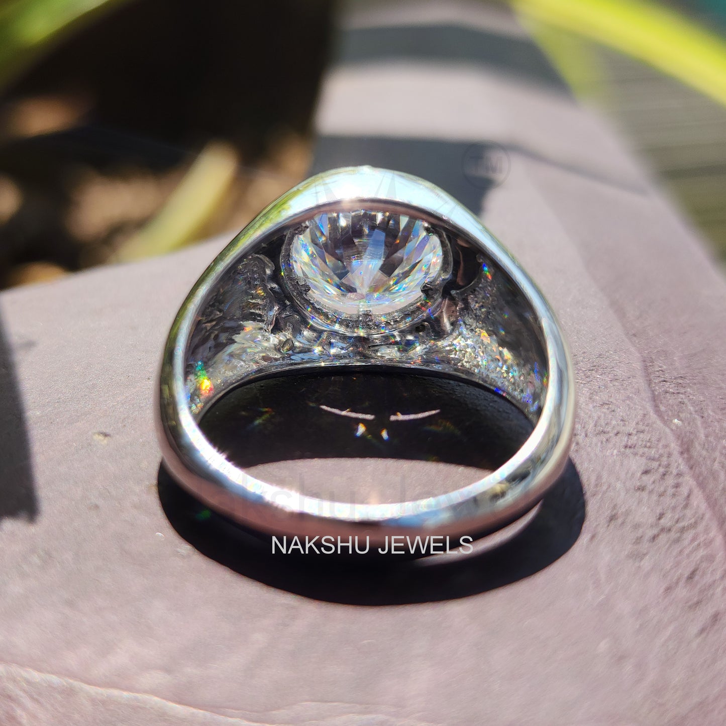 Round Brilliant Cut Men's Moissanite Solitaire Engagement Ring