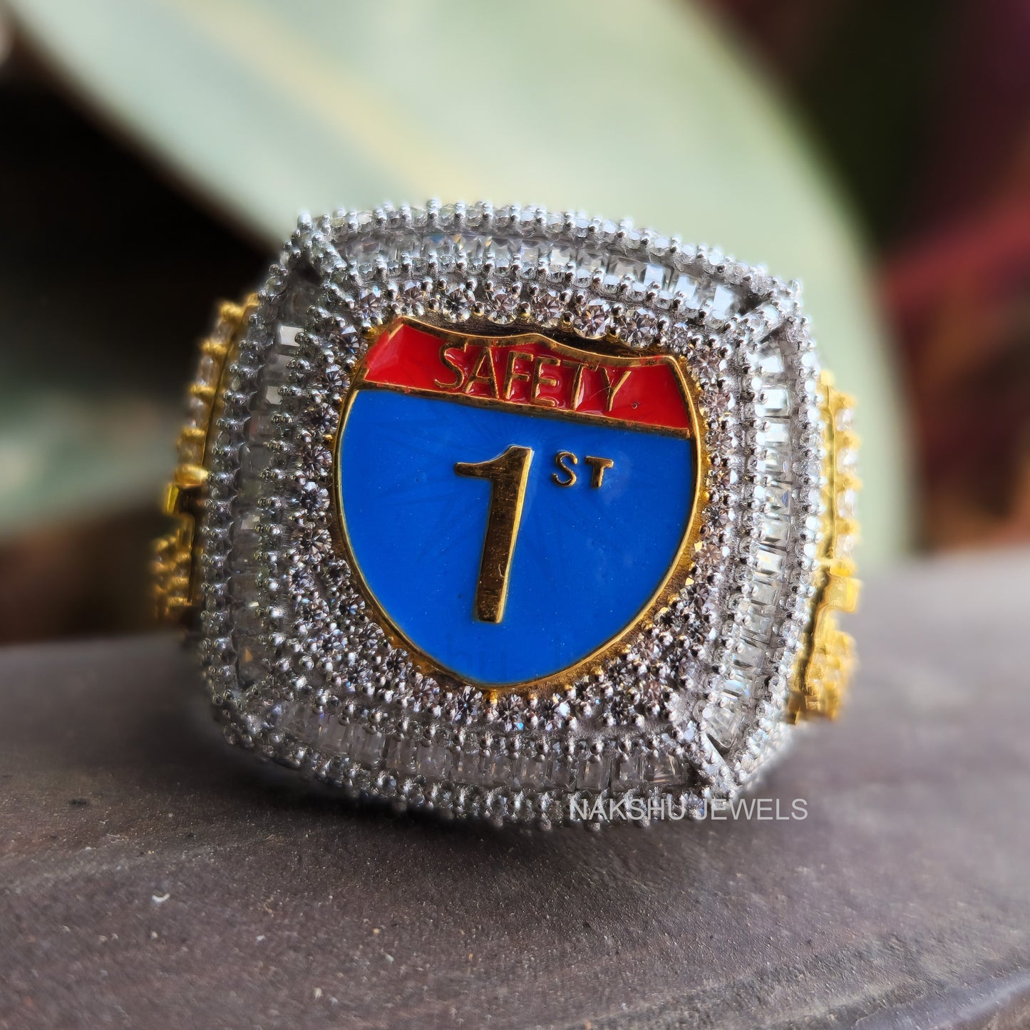 Royal Safety 1st Iced-Out Moissanite Ring