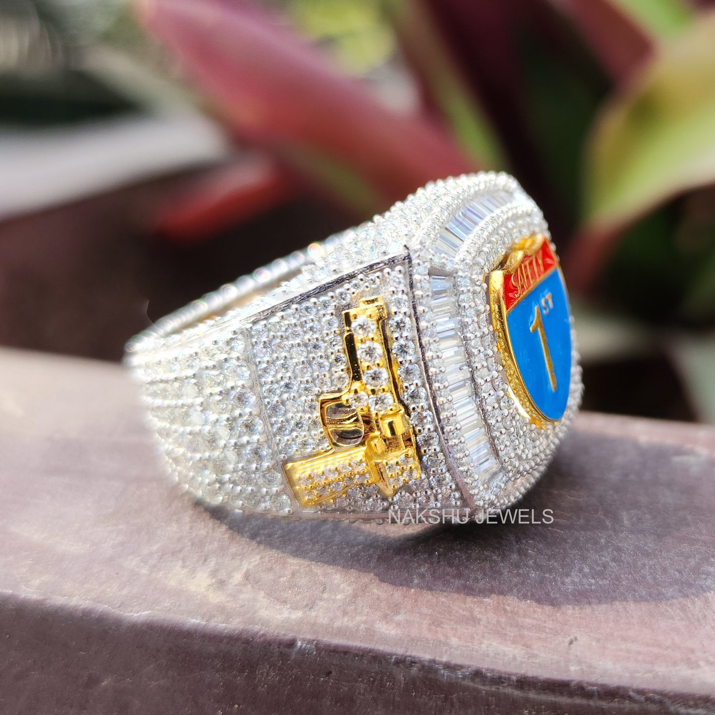 Royal Safety 1st Iced-Out Moissanite Ring