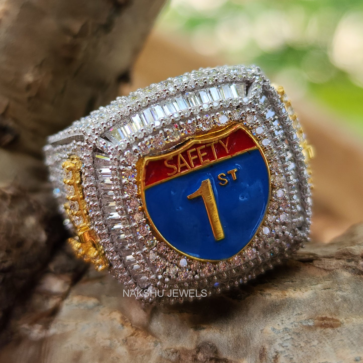 Royal Safety 1st Iced-Out Moissanite Ring