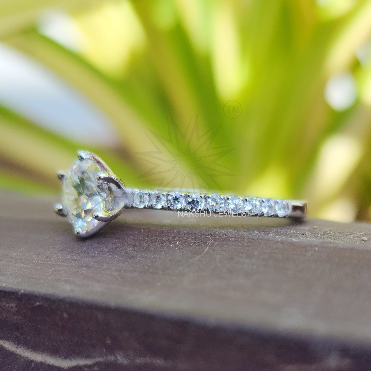 Round Cut Moissanite Pave Wedding Ring Set Moissanite Bridal Set Engagement Ring