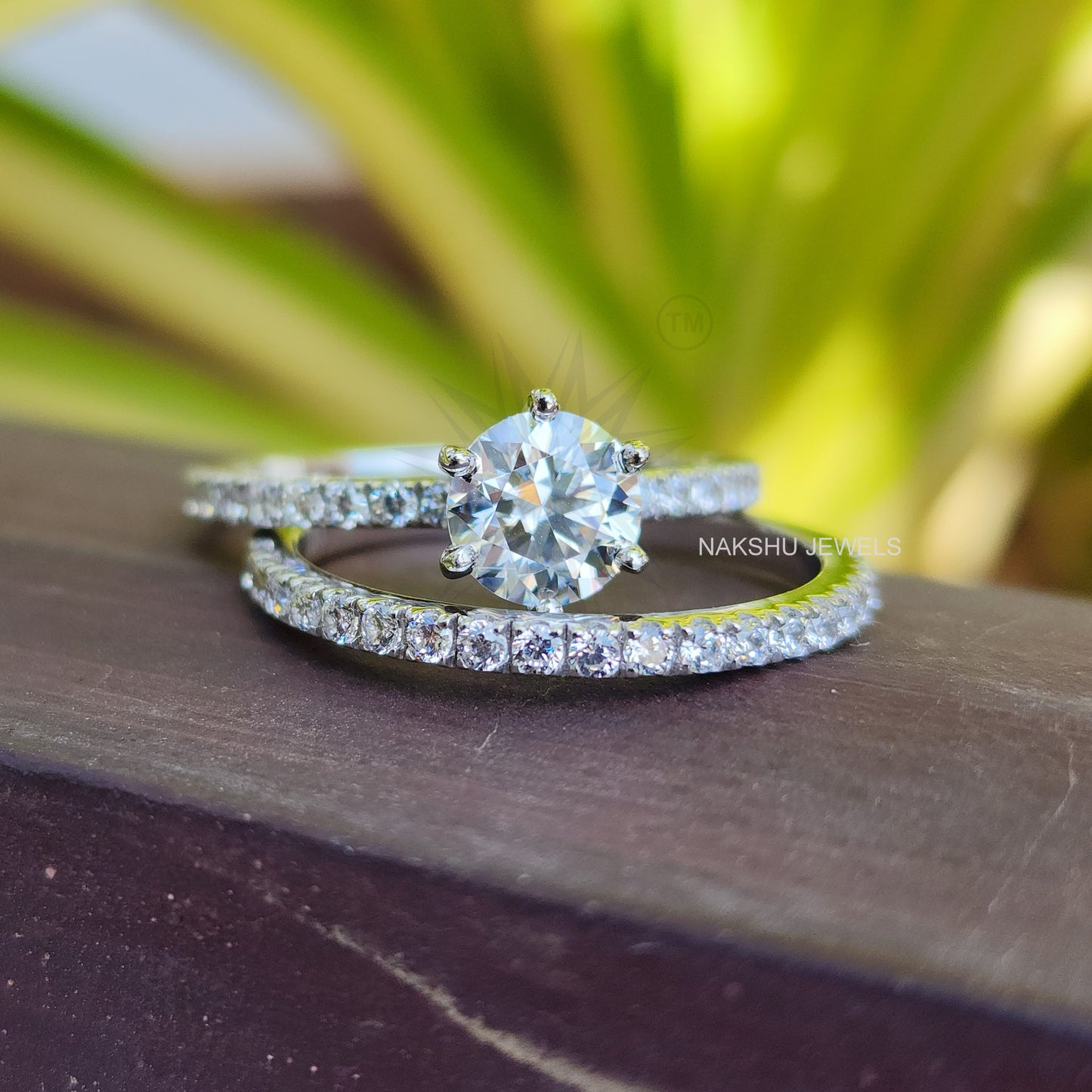 1.5 CT Round Cut Moissanite Bridal Set