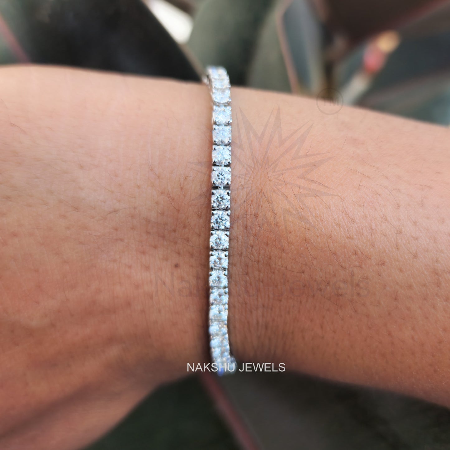Brilliant Round Cut Moissanite Four Prong Tennis Bracelet For Her