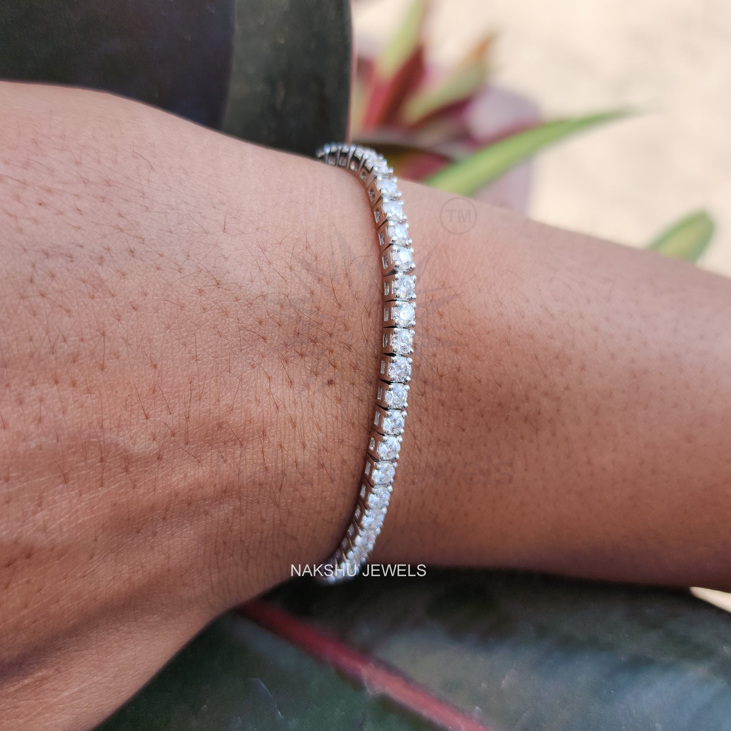 Brilliant Round Cut Moissanite Four Prong Tennis Bracelet For Her