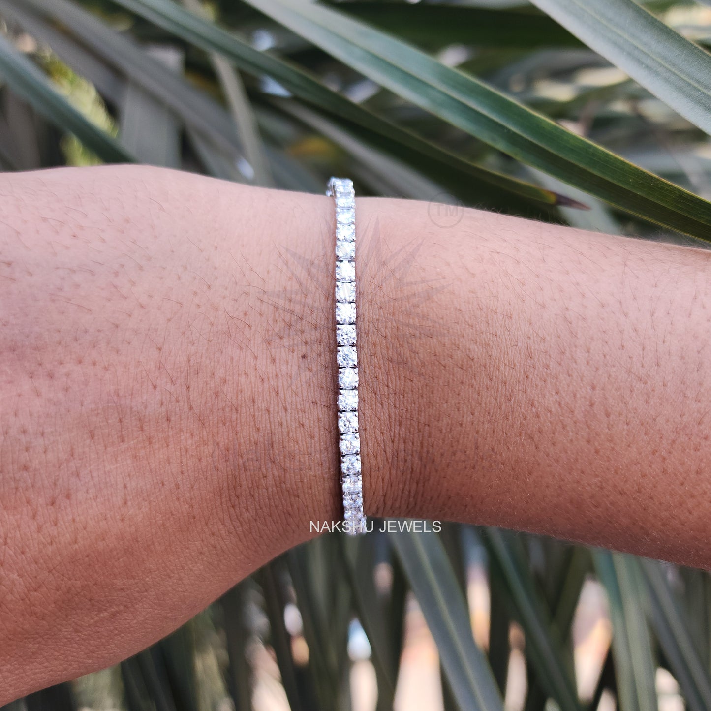 Brilliant Round Cut Moissanite Four Prong Tennis Bracelet For Her