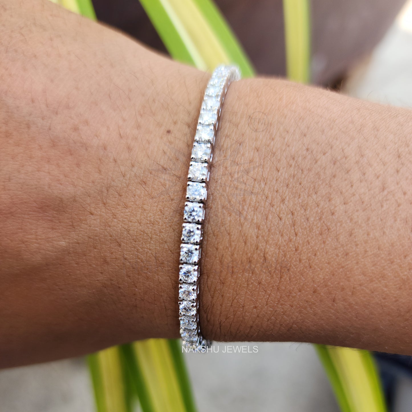 Brilliant Round Cut Moissanite Four Prong Tennis Bracelet For Her