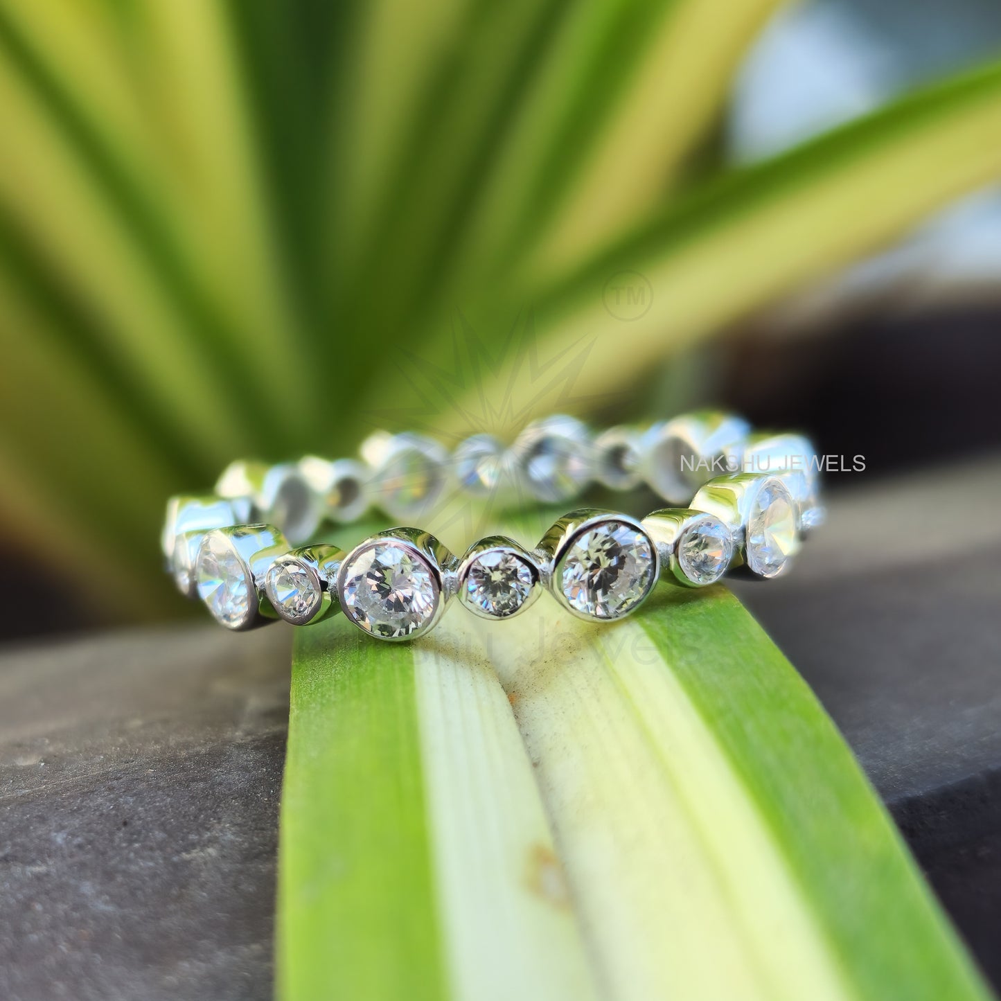 Round Cut Moissanite Bezel Set Solitaire Engagement Bridal Ring Set