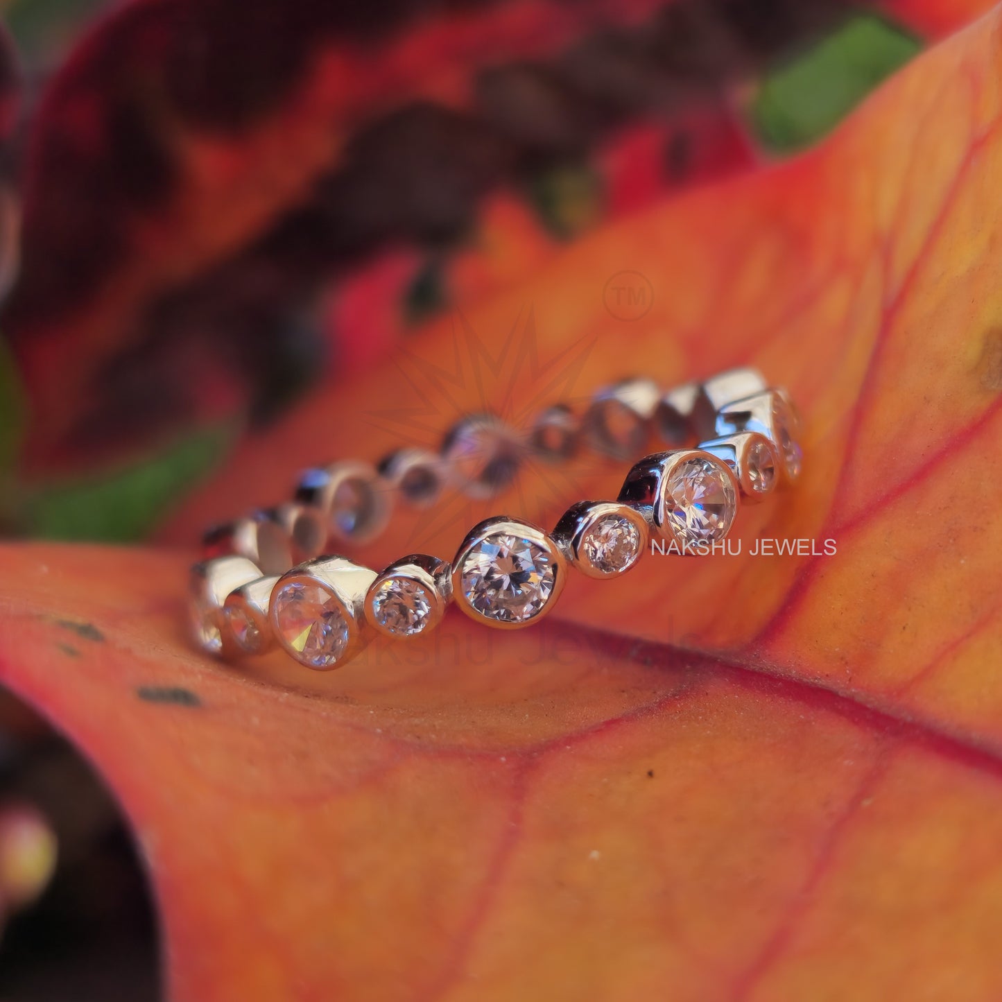 Round Cut Moissanite Bezel Set Solitaire Engagement Bridal Ring Set